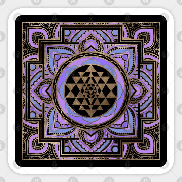 Golden Sri Yantra  / Sri Chakra in pastel lotus Sticker by Nartissima